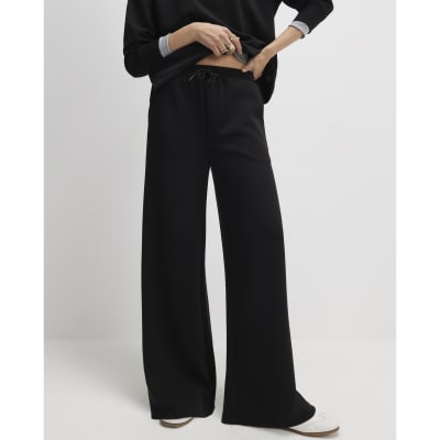 Black Premium Drawstring Wide Leg Joggers