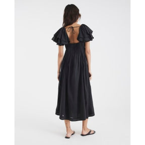 Black Premium flutter midi dress