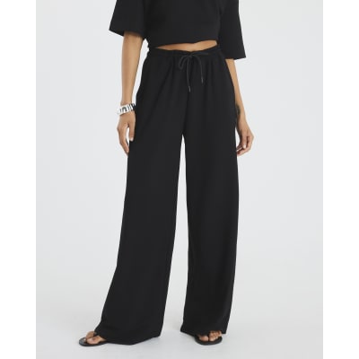 Black Premium High Waisted Wide Leg Joggers