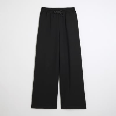 Black Premium High Waisted Wide Leg Joggers