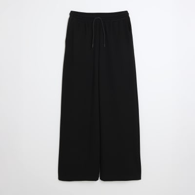 Black Premium High Waisted Wide Leg Joggers