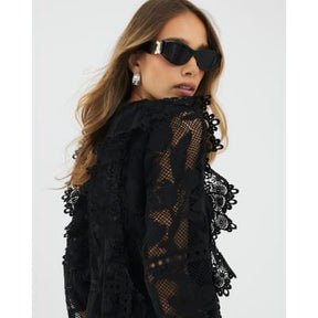 Black Premium Lace Detail Mini Dress