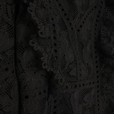 Black Premium Lace Detail Mini Dress