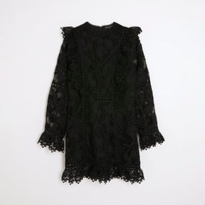 Black Premium Lace Detail Mini Dress