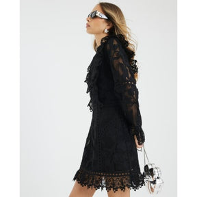 Black Premium Lace Detail Mini Dress