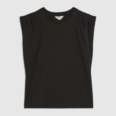 Black Premium Ruched Shoulder T-shirt