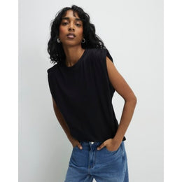 Black Premium Ruched Shoulder T-shirt