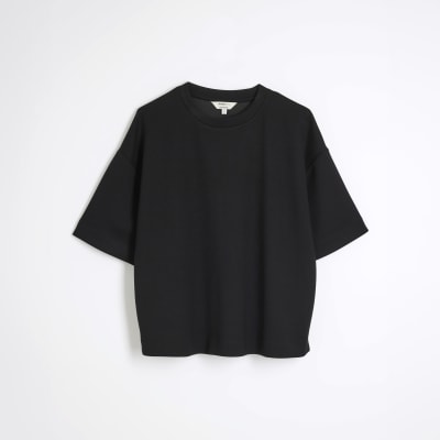 Black Premium Short Sleeve Boxy T-Shirt