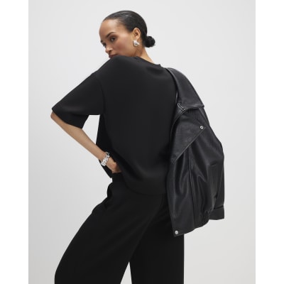 Black Premium Short Sleeve Boxy T-Shirt