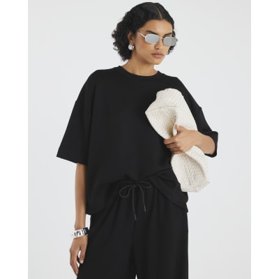 Black Premium Short Sleeve Boxy T-Shirt