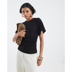 Black Premium Short Sleeve Ruched T-shirt