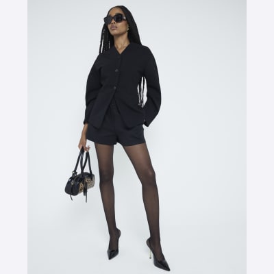 Black Puffed Sleeve Tailored Blazer