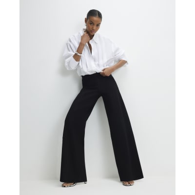 Black Pull-On Sculpt Palazzo Jeans
