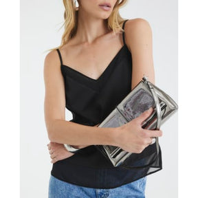 Black Relaxed V Neck Cami Top