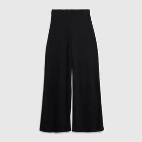 Black Ribbed Wide Leg Trousers