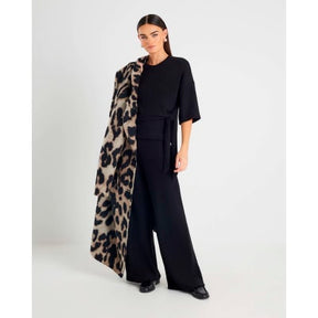 Black Ribbed Wide Leg Trousers