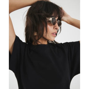 Black Ruched Side Kimono Sleeve T-shirt