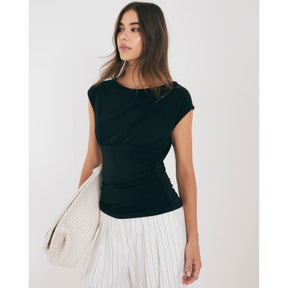 Black Ruched T-Shirt