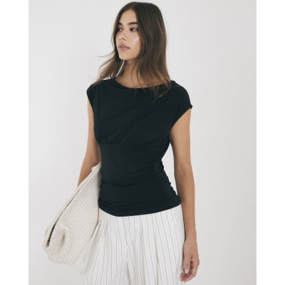 Black Ruched T-Shirt
