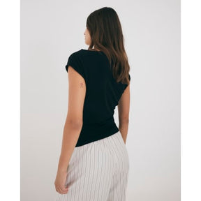 Black Ruched T-Shirt