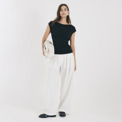 Black Ruched T-Shirt