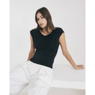 Black Ruched T-Shirt