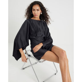 Black satin Cape Mini Dress