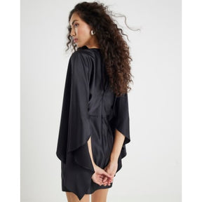 Black satin Cape Mini Dress