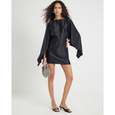 Black satin Cape Mini Dress