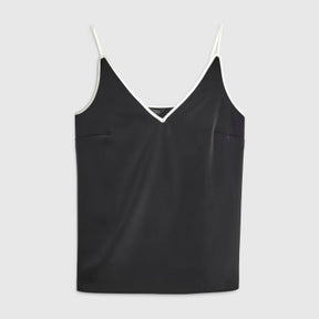 Black Satin Contrast Binding Cami Top