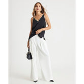 Black Satin Contrast Binding Cami Top