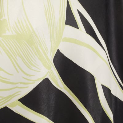 Black Satin Floral Cowl Neck Slip Maxi Dress
