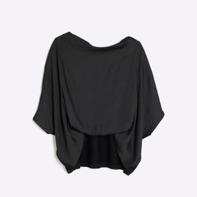 Black Satin Front Jersey Back Top