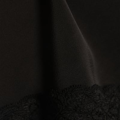 Black Satin Lace Trim Shorts
