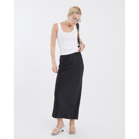 Black Satin Maxi Skirt