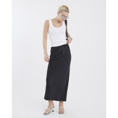 Black Satin Maxi Skirt