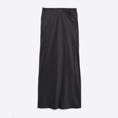 Black Satin Maxi Skirt