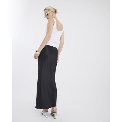 Black Satin Maxi Skirt