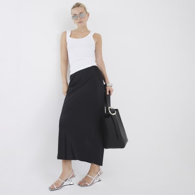 Black Satin Maxi Skirt