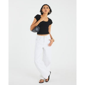 Black Scoop Neck Cap Sleeve T-shirt