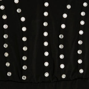 Black Scoop Neck Studded Bodysuit