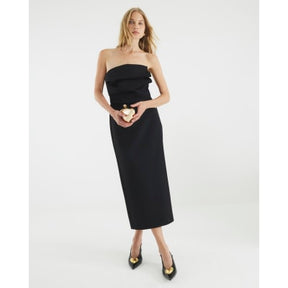 Black Sculpted Bandeau Tailored Midi Dress