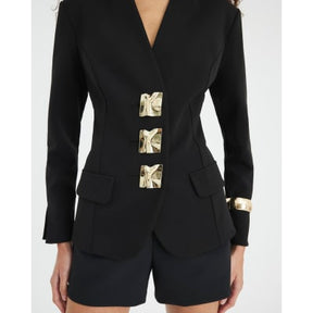 Black sculpted jersey Blazer