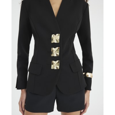 Black sculpted jersey Blazer