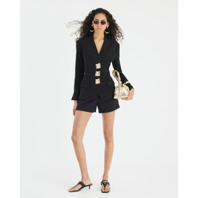 Black sculpted jersey Blazer