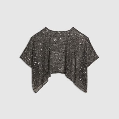 Black Sequin Knitted Cape