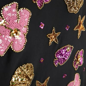 Black Sequin One Shoulder Swimsuit