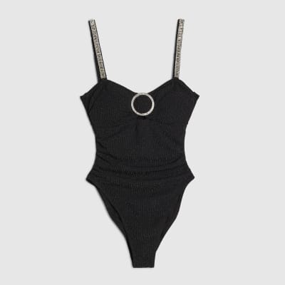 Black Shaping Embellished Swimsuit