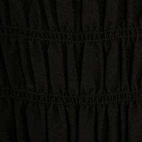 Black Shirred Long Sleeve Top