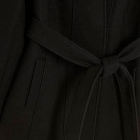 Black Short Belted Wrap Coat
